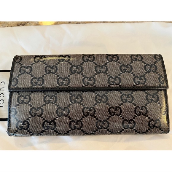 Authentic Gucci GG Supreme Continental Navy Coated Canvas Wallet - Picture 2 of 15